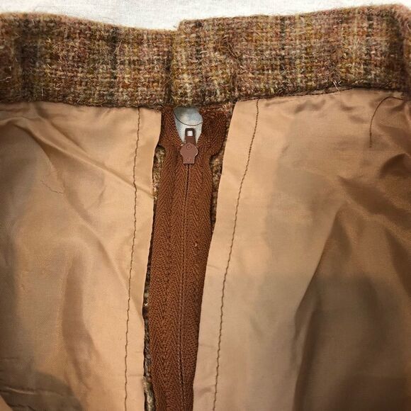Vintage Wool Tan Plaid Midi Skirt Lined - Picture 7 of 12